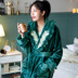 [Fold] Đồ ngủ mùa đông nữ ấm áp flannel áo cardigan dày ấm san hô lông cừu nhà dịch vụ áo choàng tắm bộ đồ ngủ nữ cotton Night Robe