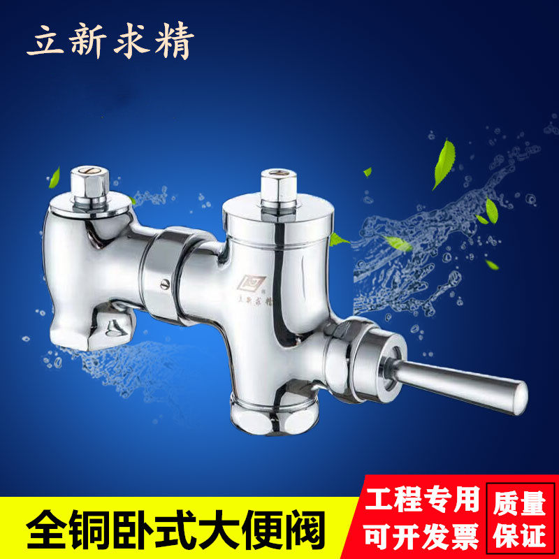  Lixin Qiujing All-copper horizontal hand press stool flushing valve Foot delay valve Squat toilet flushing valve