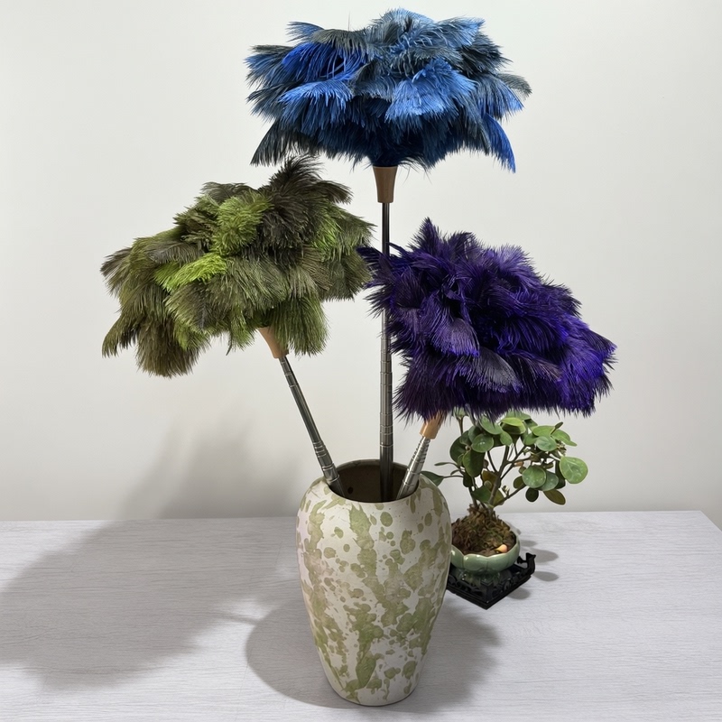 Ostrich Feather Duster, Telescopic, Household Dust Removal Tool, Anti-Static, Car Cleaning, Dust-Absorbing Duster, Not Easy to Shed Feathers