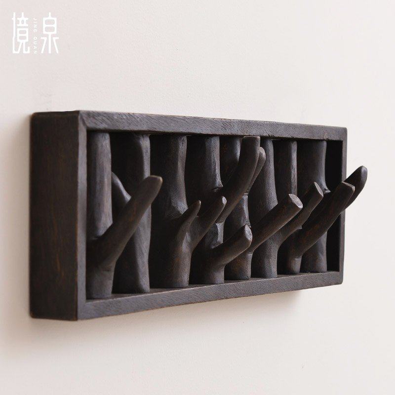 Jingquan Thailand imported monkey wood solid wood coat rack wall hanging wall door hanger hanger entrance porch soft decoration