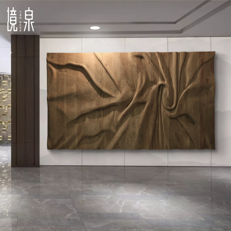 Landscape Springs Large Installations Art Solid Wood Engraving Crafts Gift Pendulum Decorated Wall Accessories Hotel Lobby Sample House Display Center Wall Decoration