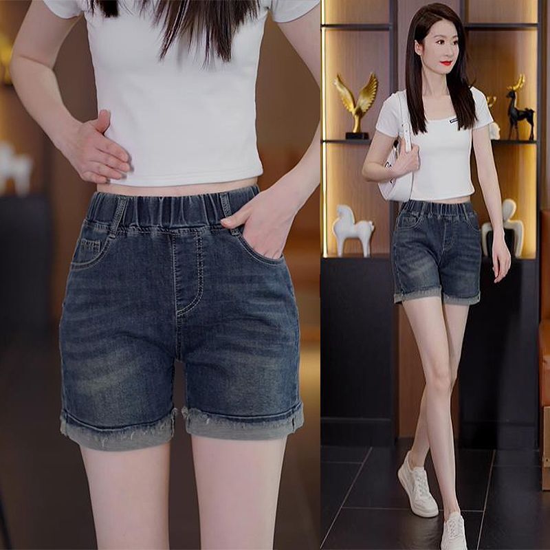 2025 New Summer Women's High-Waist Slim Denim Shorts Women's Loose Casual Versatile Hot Pants