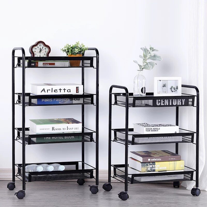 Kitchen rack bathroom bedroom living room shelf beauty small trolley with wheels finishing shelf mobile storage rack
