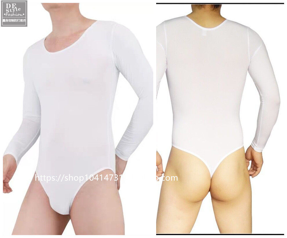 Men's adult round neck sculpting long sleeve cotton T-shirt body primer dance suit Yoga practice suit T-shaped jumpsuit