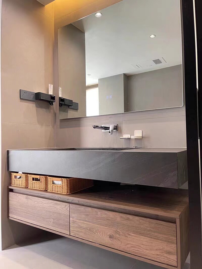 Bath Room Cabinet Rock Board Seamless Ceramic Integrated Basin Cream Modern Toilet Wash Terrace Intelligent Hand Wash Washbasin Cabinet-Taobao