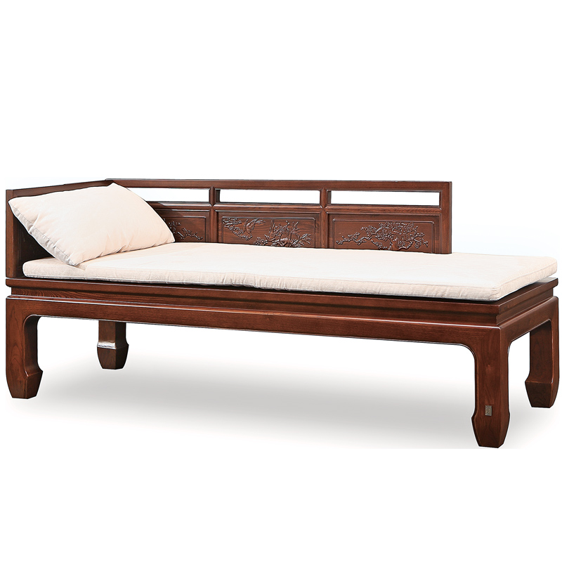 Centennial imprint modern Chinese lawn chair old elm carved casual chair all solid wooden beauty bed library furniture