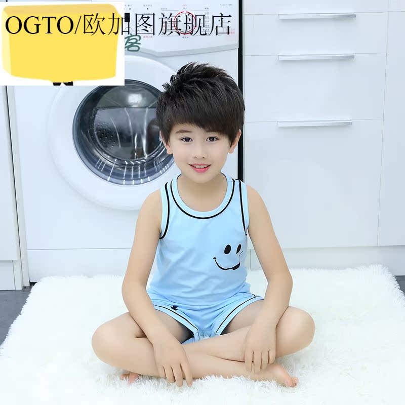 Childrens vest cậu bé mỏng chiếc váy mùa hè bé trẻ em thể thao ở phần tay áo bông lớn mùa hè hai bộ mà không có một bộ 2.