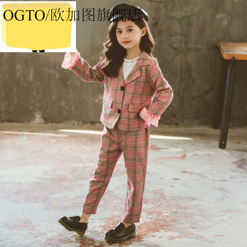 OGTO OGATU GIRLS SPRING DRESS 2020 NEW STYLE FASHION PLAID SUIT Childrens SPRING THU TÂY.