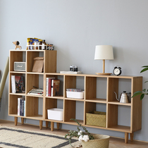 Modern simple pure solid wood bookcase Free combination bookcase Oak display cabinet Nordic modern study creative bookcase