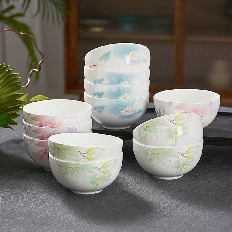 Huaguang National Porcelain Glaze-In-Paint Bone China Noodle Bowl Tableware Set, 4 Pieces, 5inch Noodle Bowl Combination Set, 4-Bowl Set Huaguang National Porcelain Glaze-In-Paint Bone China Noodle Bowl Tableware Set, 4 Pieces, 5inch Noodle Bowl Combination Set, 4-Bowl Set