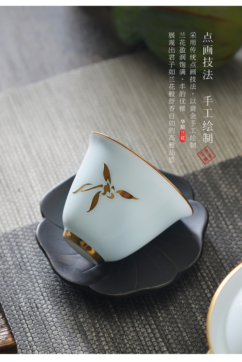 The porcelain tea set of ceramic tea set combination of chin hua DE - LAN huang kung fu tea tea king