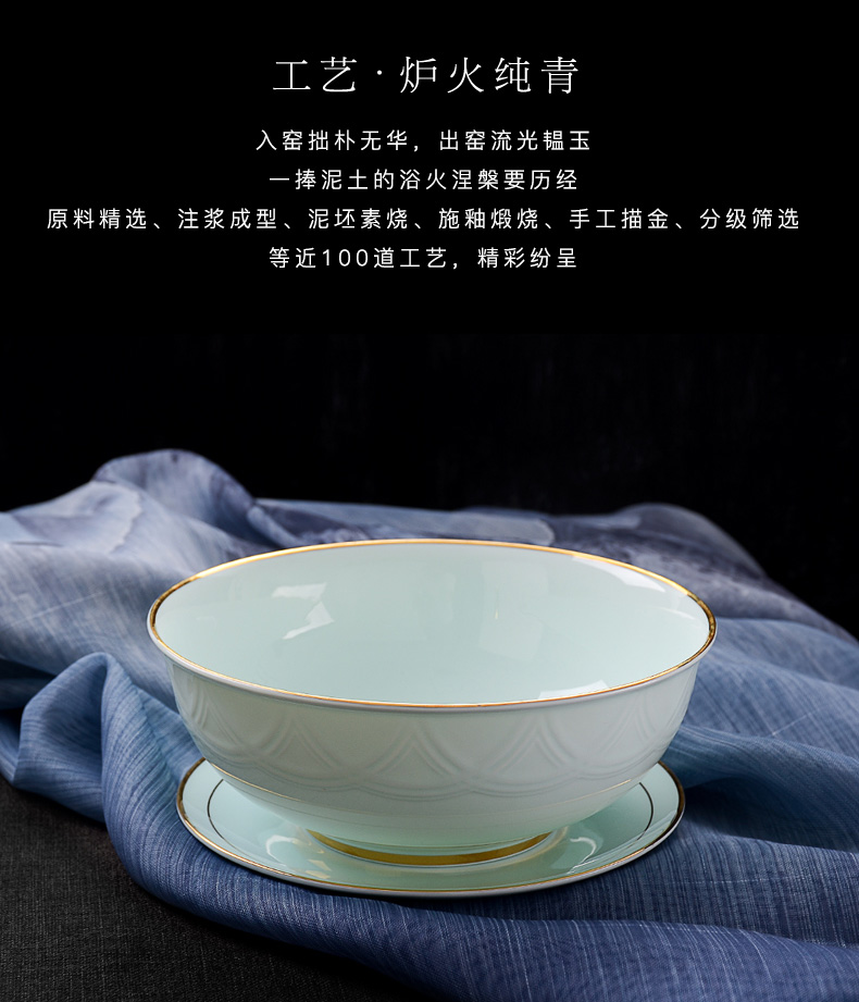 Feng cui color 16 first 18 head 28 tableware suit Chinese celadon green China
