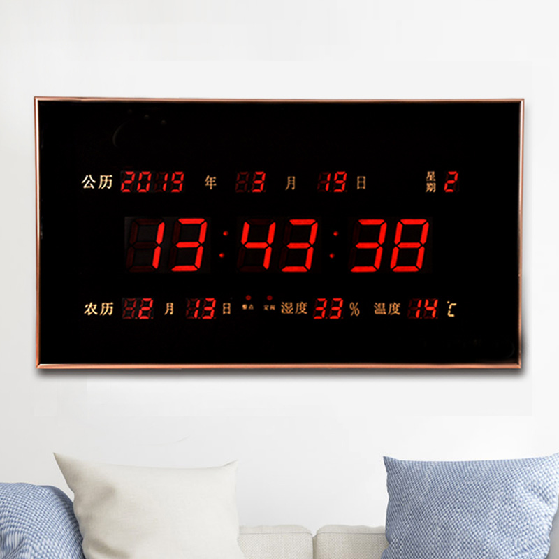 Living Room Perpetual Calendar Electronic Bell 2022 New Led Home Hanging Clock Brief Jot Watch Creative Calendar Clock