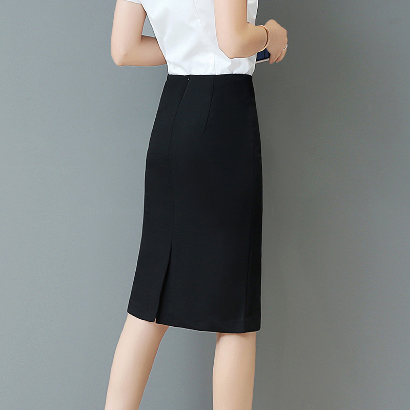 Summer Professional Skirt Suit, High-Waisted Knee-Length Skirt, Elastic Pencil Skirt, Hip-Hugging Mid-Length Interview Formal Skirt Summer Professional Skirt Suit, High-Waisted Knee-Length Skirt, Elastic Pencil Skirt, Hip-Hugging Mid-Length Interview Formal Skirt