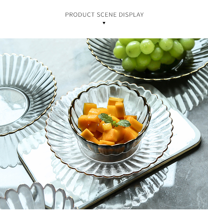 WUXIN Nordic fruit bowl, crystal glass plate creative I sitting room tea table household basin of fruit salad plate