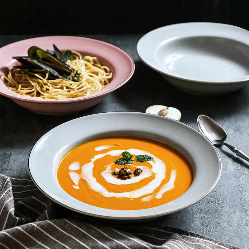 Creative dishes ins western soup plate deep dish of household food of breakfast tray all the straw ceramic fruit salad plate