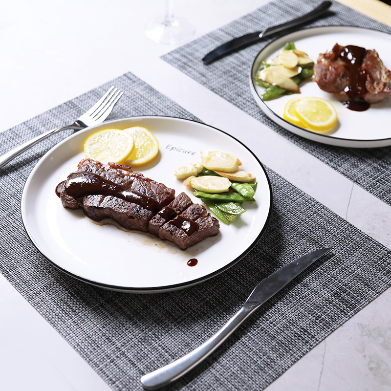 Steak knife and fork suit household couples continental plate creative full disc ceramic beefsteak