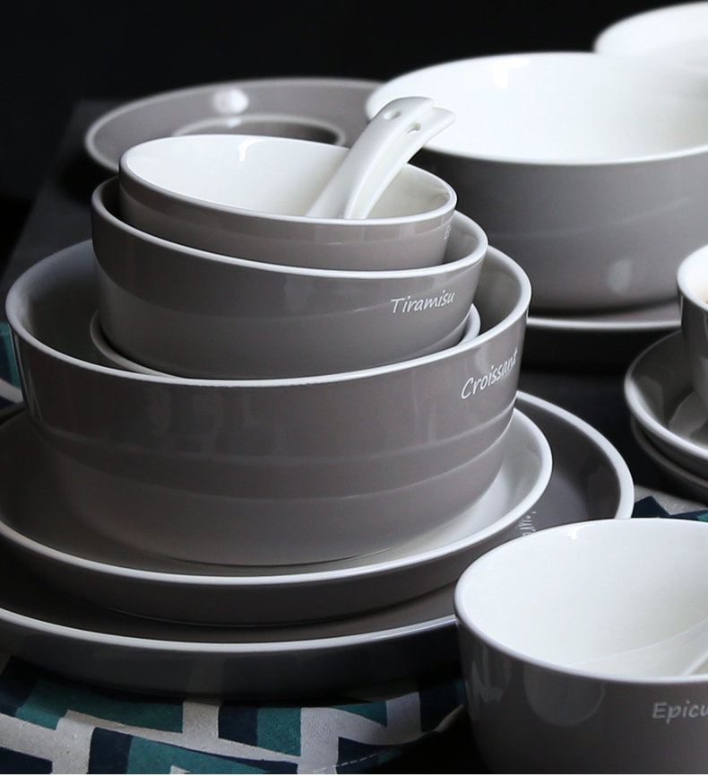 Cutlery set 2 home dishes Nordic ins contracted to eat dishes 4 European ceramic soup bowl chopsticks combination