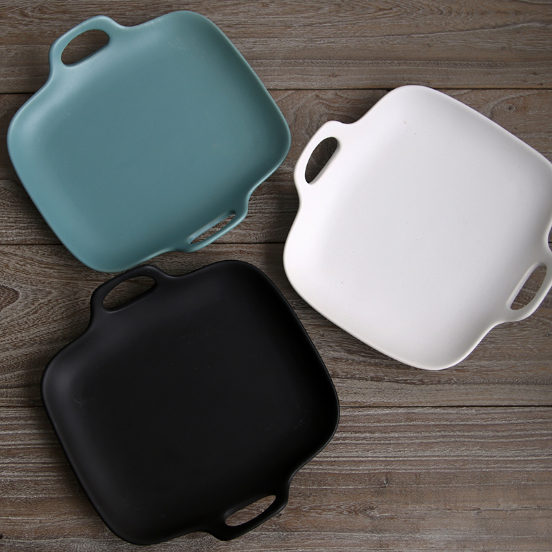 Japanese creative ceramics tableware steak plate sushi plate breakfast dish food dish pan household sifang salad plates