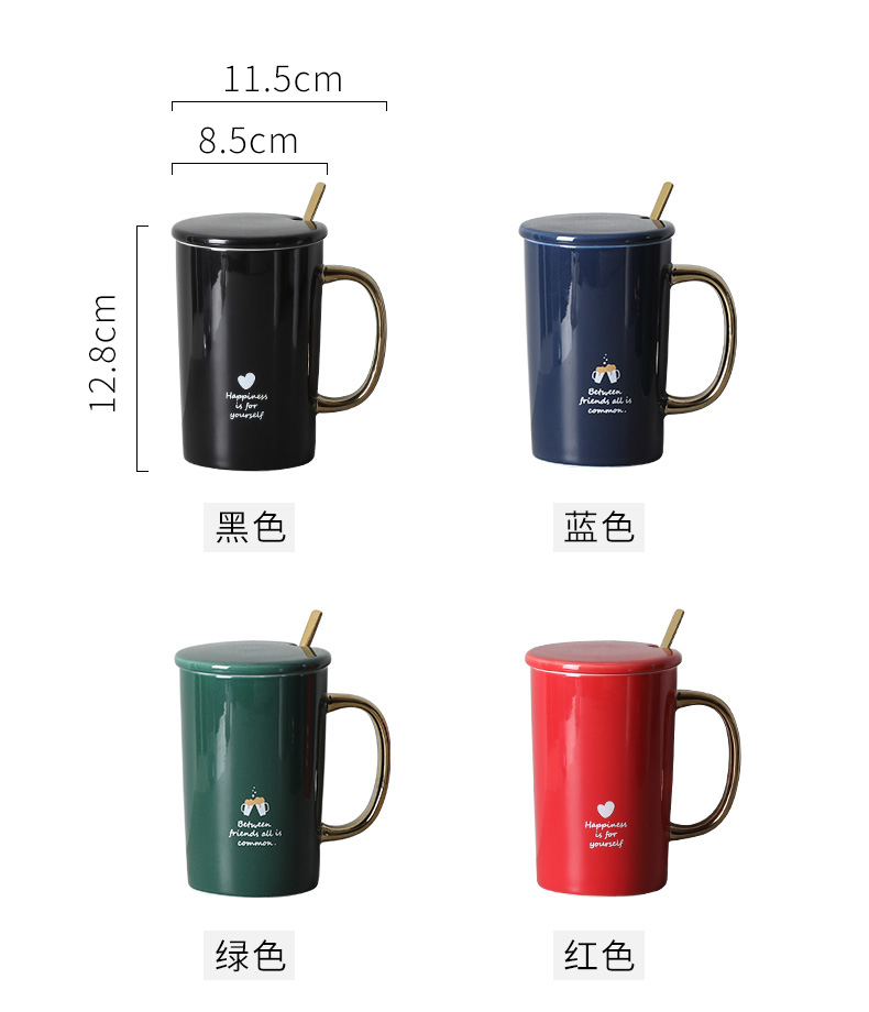 Mark cup with cover spoon ins office cup coffee cup small European - style key-2 luxury large - capacity glass ceramic couples