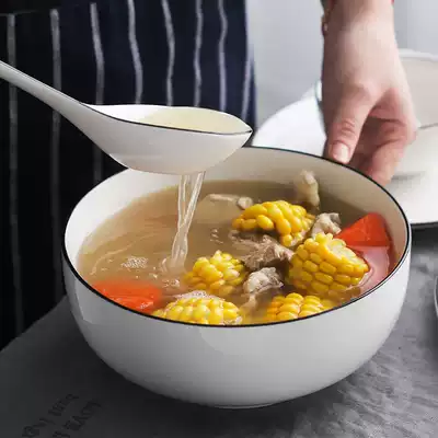 Soup bowl Ceramic large household 8-inch large bowl instant noodles bowl Nordic style tableware drinking soup bowl bowl male Japanese creative bowl