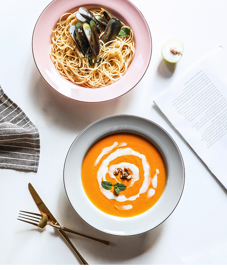 Creative dishes ins western soup plate deep dish of household food of breakfast tray all the straw ceramic fruit salad plate