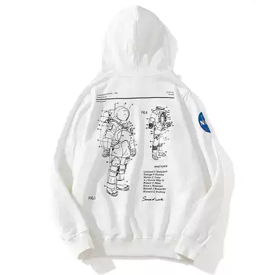 NASA Joint astronaut hooded sweatshirt men and women couples trend loose autumn and winter jacket Joker plus velvet hoodie