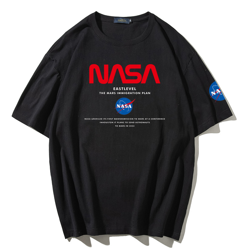 nasa Joint astronaut T-shirt male summer Port wind Tide brand loose cotton short sleeve male student half sleeve shirt