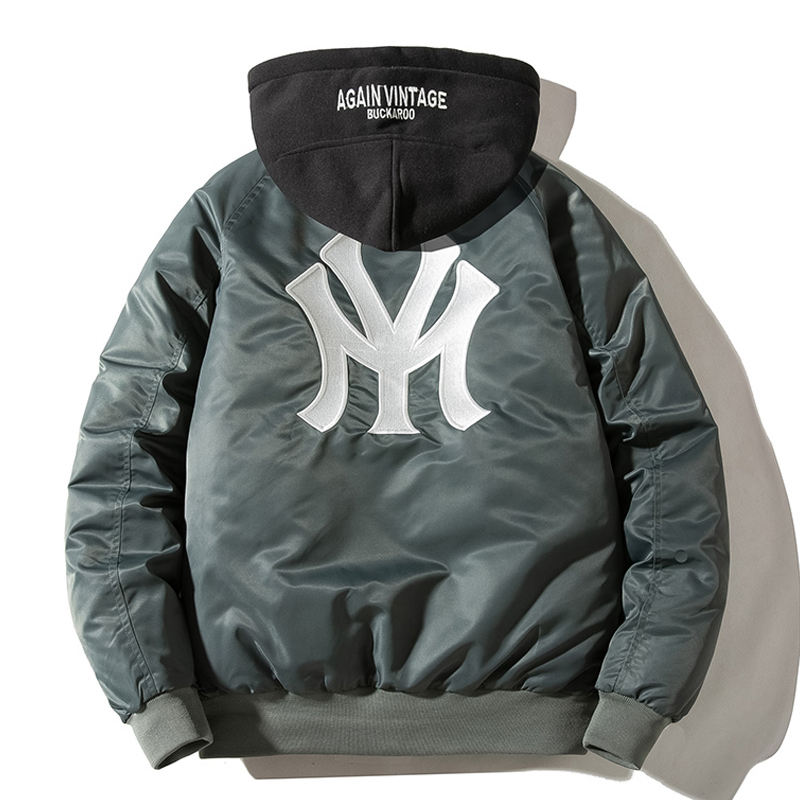 Jacket men's autumn and winter trend bomber jacket loose embroidery student men's thick baseball uniform cotton clothes tide brand