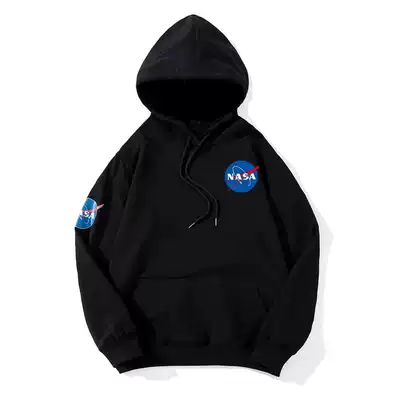 NASA astronaut joint hooded plus velvet sweater men and women couples trend autumn and winter hoodie loose pullover jacket