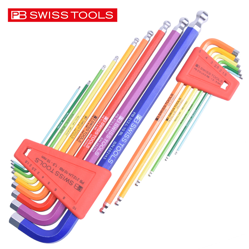 PB inner hexagonal wrench suit Switzerland imported colored ball head extended within six-party tool rainbow six-prism wrench