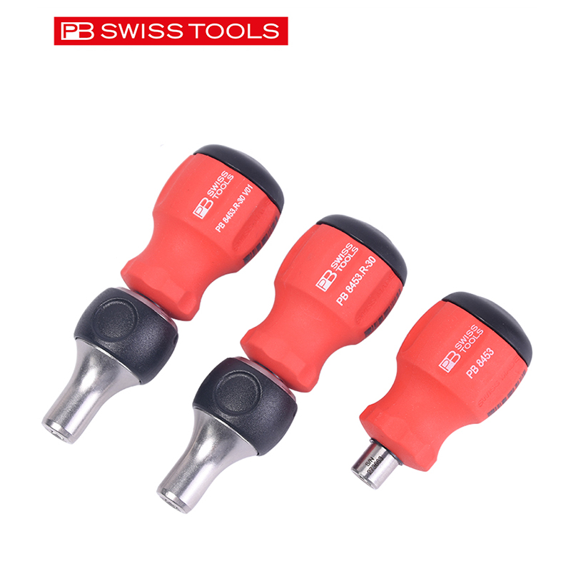 Swiss PB ratchet screwdriver set with exchangeable head imported multifunction short handle opener short coarse screw driver cross I