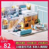 Smart House Diy Lodge Loft Handmade Mini Poetic Living Villa Assembly Model Birthday Gift Woman