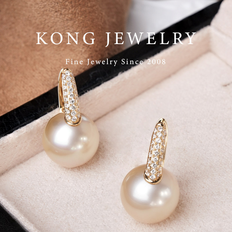 现货南洋金珠干枯玫瑰珍珠耳环：💍18k金钻石海水珍珠，优雅永不过时的时尚单品！ -耳饰-淘宝好物网