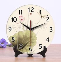 Chengqin new ceramic clock creative clock living room wall clock seat clock mute Chinese sweep second pendulum clock digital table clock