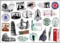 C1 Western style retro style Big tower Church Sticker DIY Menu personality Sticker