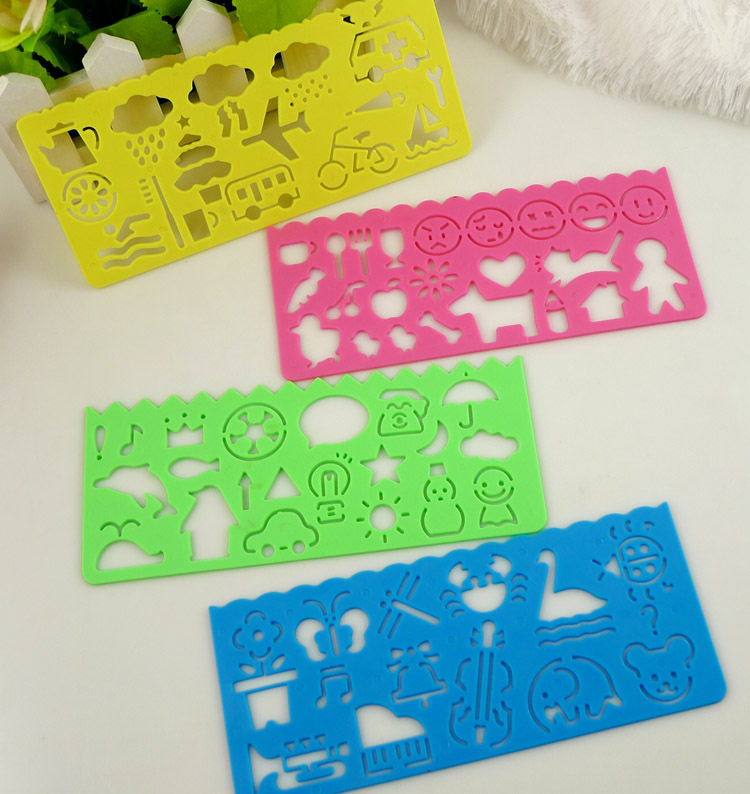 Puzzle multifunction Wanflower ruler menu hand-painted drawing ruler DIY drawing drawing cartoon ruler