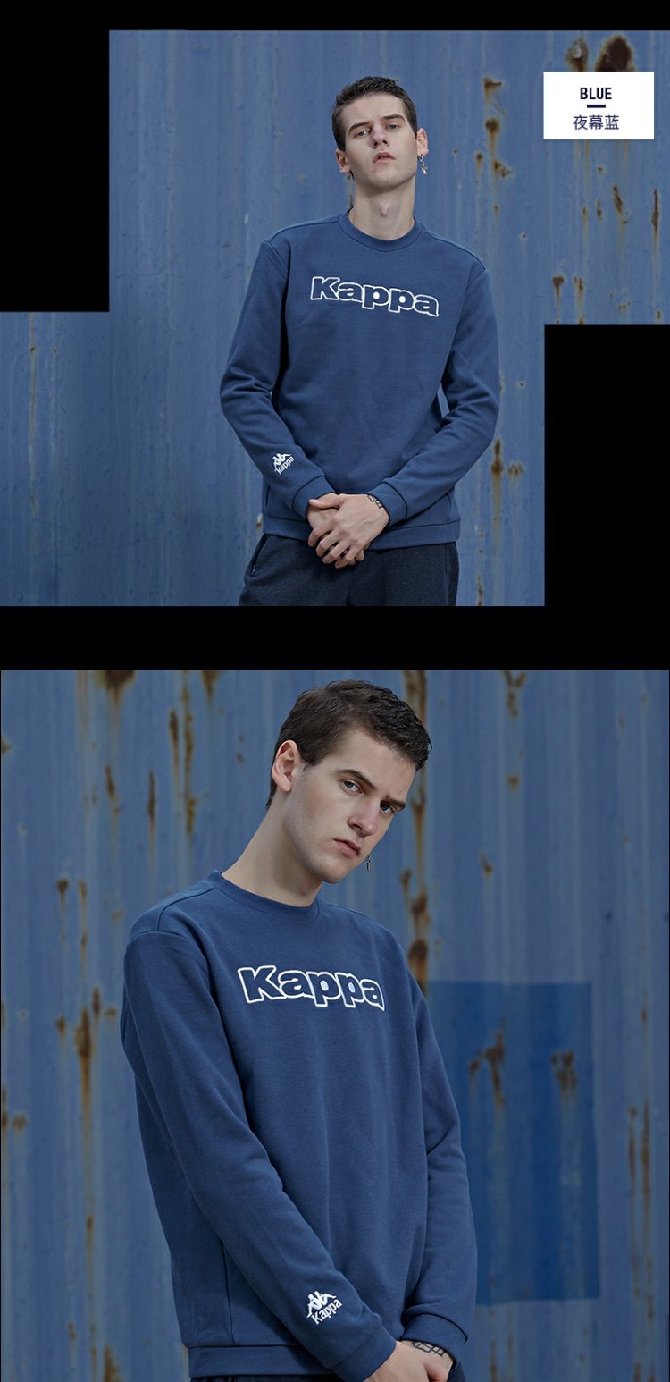 Cộng với áo len nhung dày KAPPA Kappa nam thể thao áo thun trơn cổ tròn tay dài 2018 mới K0852WT02 áo hoodie nữ hàn quốc