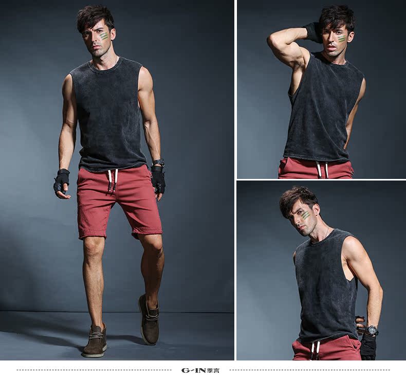 Mùa hè thả lỏng cổ tròn mồ hôi vest nam Thể thao áo sơ mi cotton giản dị chạm đáy áo sơ mi châu Âu và Mỹ không tay ao ba lo
