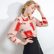 Long sleeve base chiffon shirt women 2021 Autumn New European foreign style small shirt temperament thin belly coat