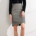 Váy nửa dài Houndstooth phụ nữ mùa thu 2021 mới cạp cao, dài giữa, dài ngang hông, ôm vừa vặn, che đáy quần, váy len mỏng - Váy Váy