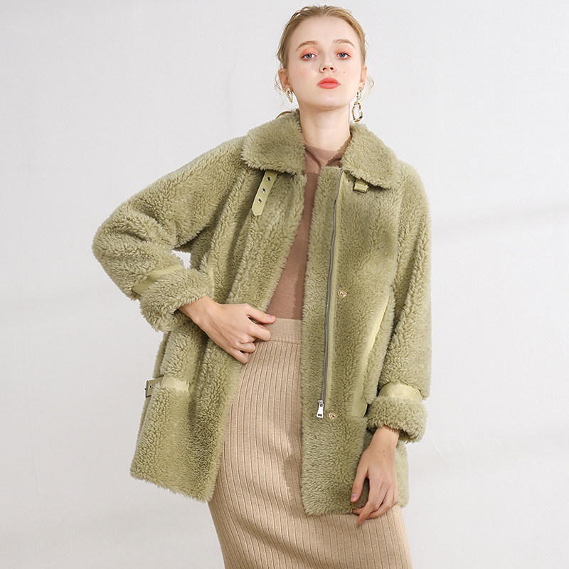 Sheep-cut velvet big coat woman 2022 new fur integrated medium long version leather grass autumn winter grain lamb wool coat