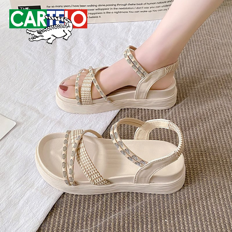 Crocodile Roman Sandals Women 2023 New Summer Ins Nets Red Overfire Lap Dresses Thick Bottoms With Cool Tug-Taobao