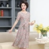 Váy mẹ mùa hè mới thon thả quý phái trung niên của phụ nữ váy hoa tay ngắn quá gối - Phụ nữ cao cấp mẫu đầm trung niên đẹp nhất hiện nay Phụ nữ cao cấp