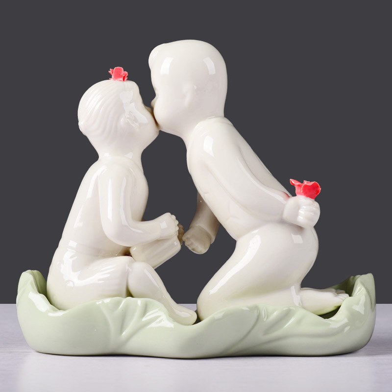 Love 's kiss and exquisite imitation jade porcelain ceramic crafts home decoration fashion home furnishing articles furnishings