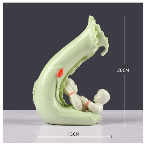 [Два маленьких предположения] Имитация нефрита лотоса листья вазы пара подарки подарки домашняя гостиная