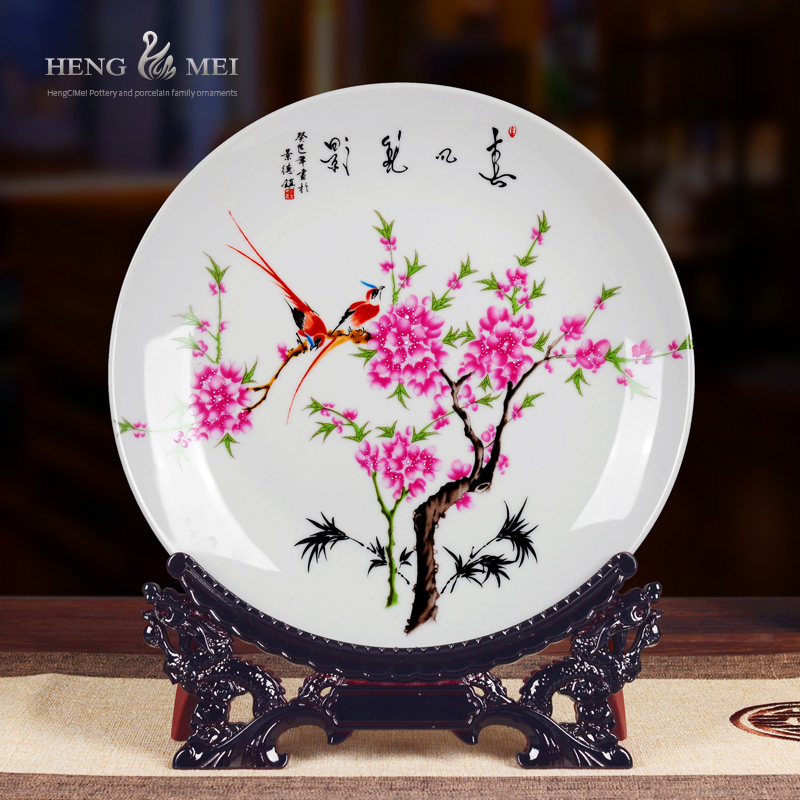 Wine accessories furnishing articles household act the role ofing is tasted hang dish of jingdezhen ceramics decoration plate of modern Chinese style gifts