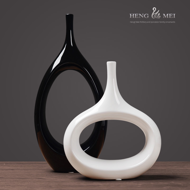 Creative ceramic household adornment move wine sitting room porch the abstract elliptic vase furnishing articles furnishing articles arts and crafts