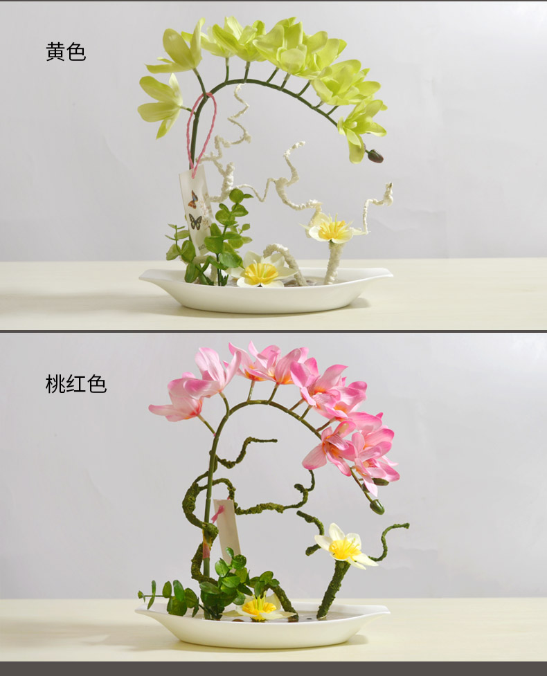 Simulation emulation silk flowers money butterfly orchid orchid fresh flowers miniascape of ceramic household act the role ofing is tasted many optional vase