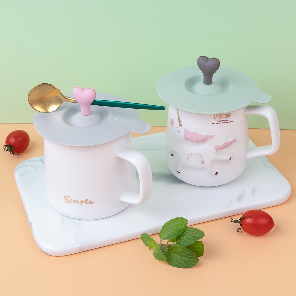 Silicone cup cover universal cartoon mug water cup dustproof high temperature resistant round glass cup teacup cover